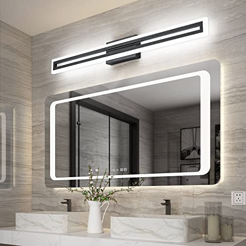 Image of SOLFART Vanity Light Bathroom Light Fixtures Over Mirror Bathroom Vanity Light Fixtures Black Modern Light Fixture 6000K