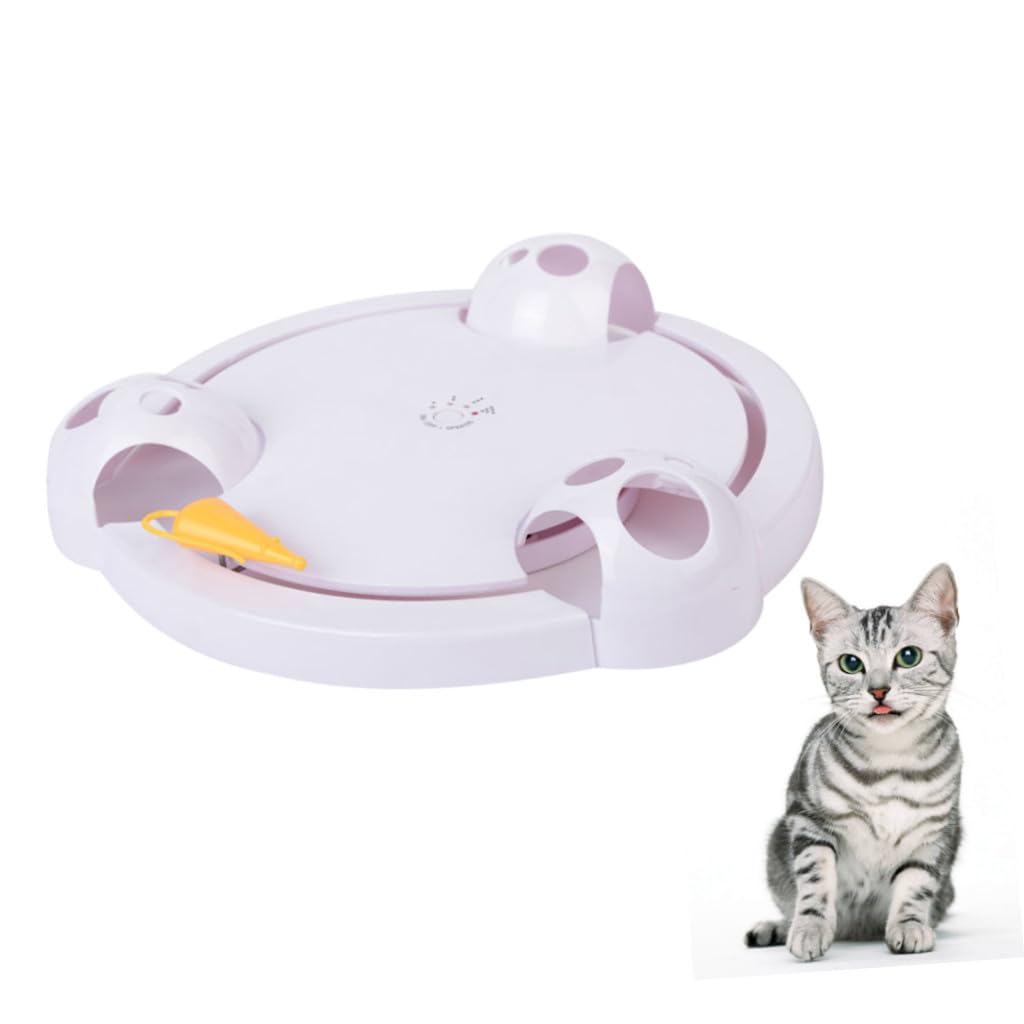 Hemobllo Juguete Eléctrico Material Abs para Gatos Palo Giratorio Automático Componentes Electrónicos, Base Antideslizante y 3 Puntos para Diversión Interactiva
