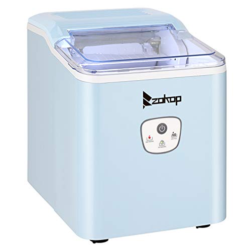 Household Portable Ice Maker,26lbs/12kg/24h Ice Maker Plastic Transparent Lid with Button Type Perfect for Water Bottles, Mixed Drinks,Blue
