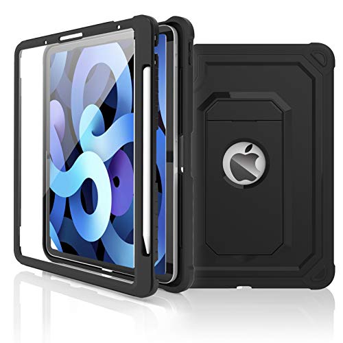 Grifobes 360Â°Super Protective Case for iPad Air 4th Generation 10.9 inch 2020 Release, Support iPad Pencil Charging, Built-in Screen Protector, Kickstand Case, Black