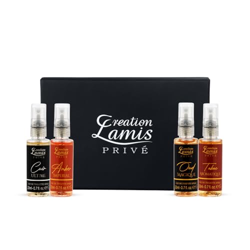 Image of Creation Lamis Prive Men Eau De Parfum Gift Set 4x20ml | Cuir Ultime, Tabac Aromatique, Amber Imperial, Oud Magique | Long-Lasting Amber, Citrus, Woody, and Leather Notes