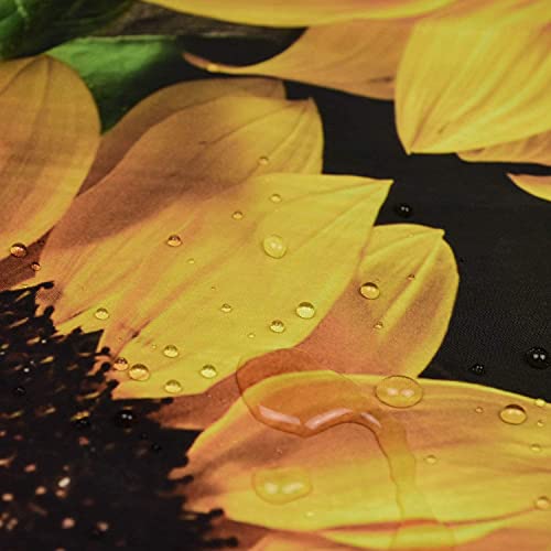 Sunflower Kitchen Curtains, Sunflowers On Rustic Wood Window Curtain Panels, Spring Flower On Country Wood Kitchen Window Curtain Panel, Waterproof Kitchen Curtains Drapes 10 Hooks (55X39) #TOP4