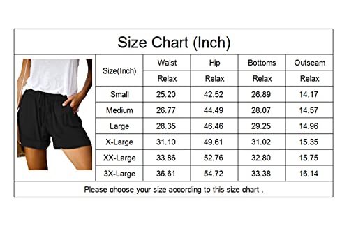 Womens Elastic Waist Side Pockets Stripe Linen Shorts Summer Casual Size S-3Xl Red #TOP3