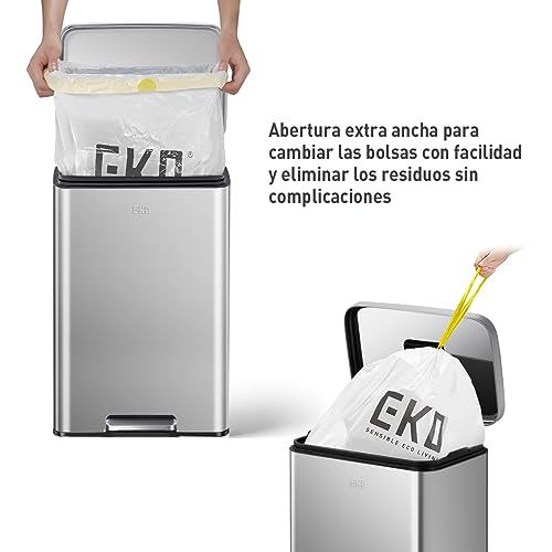 Miniatura 7 de Eko Madison Cubo De Basura Cocina 50l Con Pedal Y Tapa De Cierre Suave Acero Inoxidable Antihuella Papelera Moderna Y Robusta Gran Capacidad Para Reciclaje