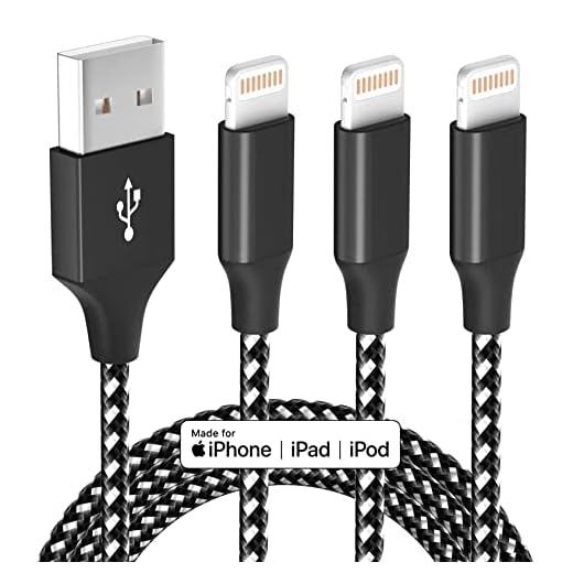 [Apple MFi Certified] iPhone Charger Fast Charging 3 Pack 10 FT Lightning Cable Nylon Braided Long iPhone Charger Cord Compatible with iPhone 13 12 11 Pro Max XR XS X 8 7 6 Plus SE iPad and More