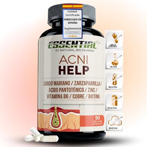 STOP ACNÉ Elimina el Acné y Previene su Aparición Tratamiento Eficaz Contra Espinillas y Puntos Negros Grasos Cardio Mariano + Zarzaparrilla + Zinc + Cobre + Vit. B5, B6, B8. 90 caps.