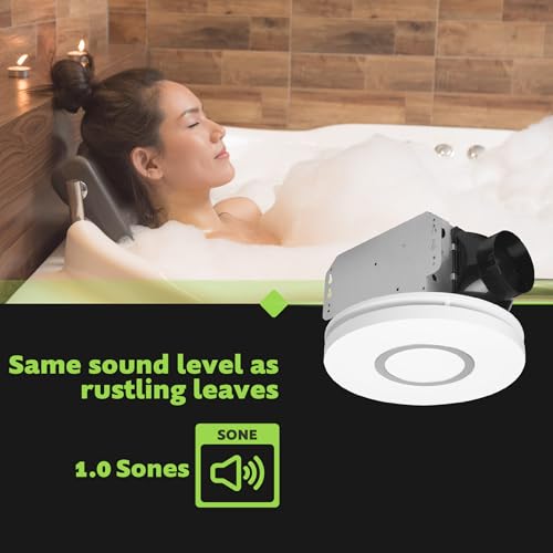 Extractor para baño Homewerks 7141-80-RGB con luz LED RGB cambiante y regulable, ventilador de extracción con sensor de humedad SmartVent, 80 CFM, 1.1 sones miniatura 5