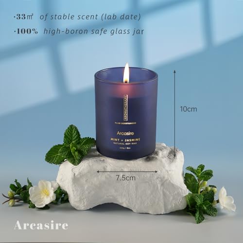 Arcasire Scented Candles Gifts for Women & Men, Mint & Jasmine Scented, 8oz Hand-Poured Natural Soy Wax, 48H Long-Burning, Luxury Candle Gift for Birthday, Wedding, Home, Spa, Yoga - Image 4