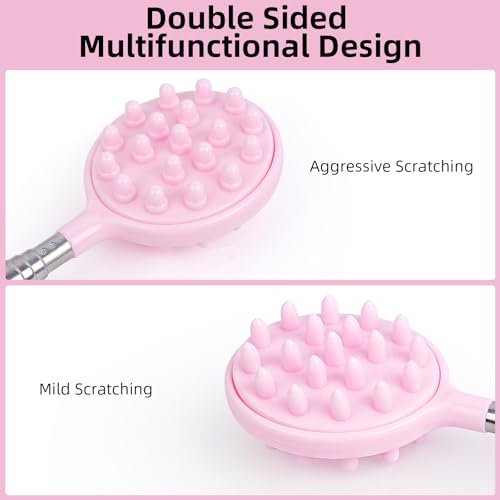 Image of WOVTE Back Scratcher for Women, Extendable Pink Back Scratcher with Double Sided Head, Stocking Stuffers Mothers Day Gifts Christmas Birthday Gifts for Women Mom