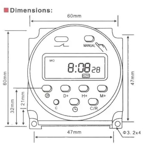 Temporizador programable CN101A 12V para camper y placas solares 6