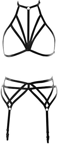Full body harness bra Women's lingerie cage Chest strap set Punk gothic garter Stretchy fabric Plus size belt Festival rave