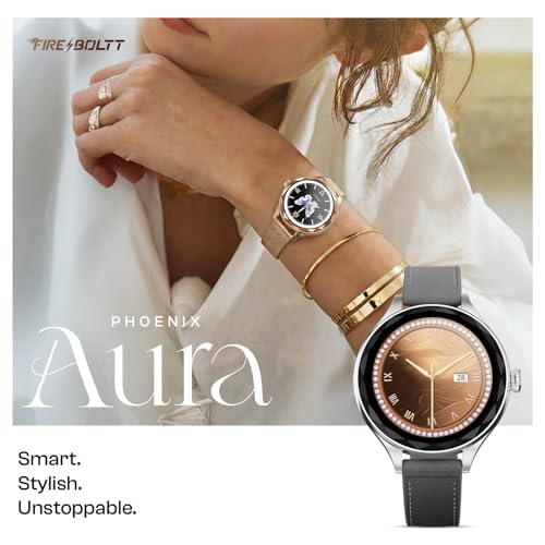 Image of Fire-Boltt Phoenix Aura Women Smart Watch with 1.26 inch Diamond-Cut HD Display, Rotating Crown, Wireless Charging, Bluetooth Calling, Voice Assistant, 120+ Sports Modes - Slate Grey