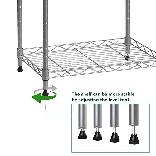 Regiller 5-Wire Shelving Metal Storage Rack Adjustable Shelves, Standing Storage Shelf Units For Laundry Bathroom Kitchen Pantry Closet(Silver, 16.6L X 11.8W X 53.5H) #TOP5