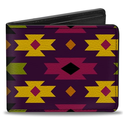 Buckle-Down Carteira dobrável de poliuretano - Mini Navajo Roxo/Amarelo/Rosa/Verde