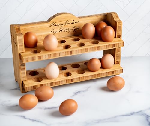 Personalized Egg Bed Tray - Stackable Shelf Display Holder for Kitchen - Farm Fresh Storage - Decor Stand (Egg Shelf - 24 Eggs)