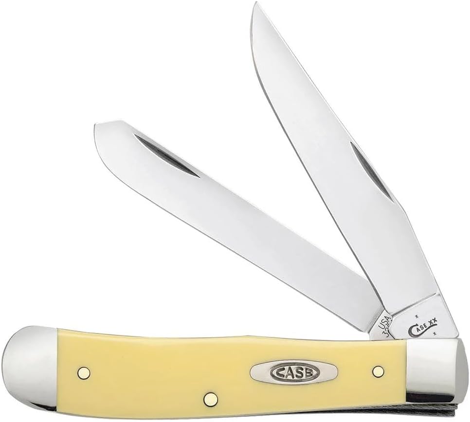 XX WR Pocket Knife Yellow Synthetic Trapper High Carbon Steel Blades Item #161 - (3254 CS) - Length Closed: 4 1/8 Inches