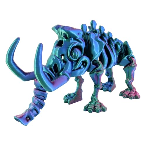 PowerTRC 3D Printed Skeleton Woolly Mammoth – Prehistoric Collectible Articulating Dinosaur 3D Figurine Desk Decoration for Teens and Adults, Made in USA