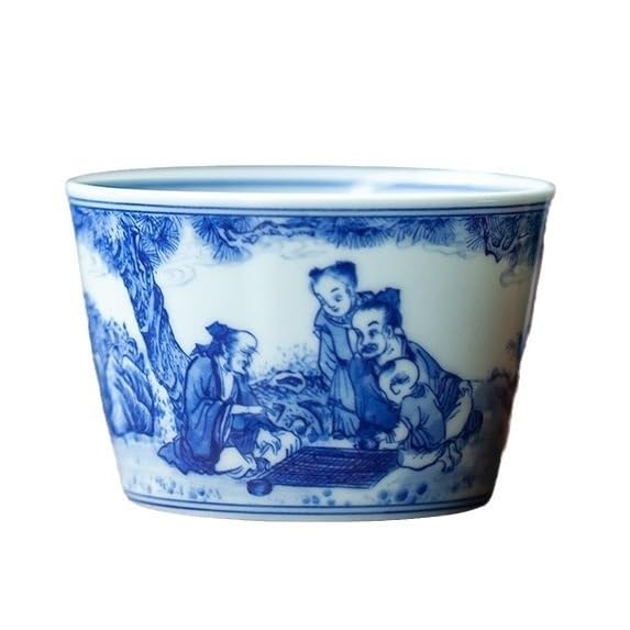 Kung Fu kubek do herbaty ręcznie malowany ceramiczny kubek do herbaty Kung Fu doniczka kubek, niebiesko-biała porcelana małe kubki do herbaty