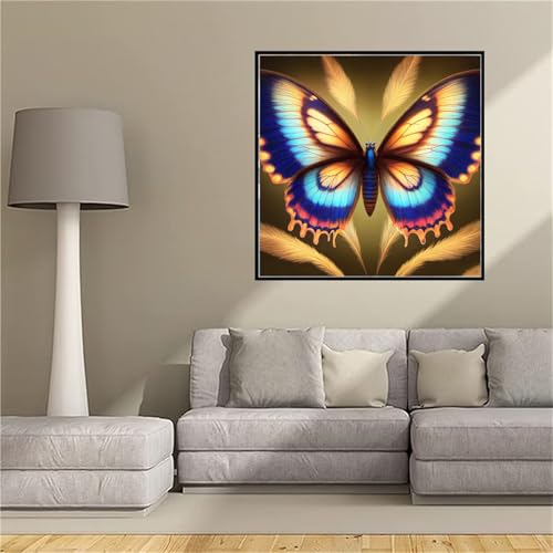 Kit Broderie Peinture Diamant Papillon Fantaisie 5D Strass Point de Croix Grand Format 70x70cm
