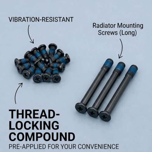 Image of Easycargo 80pcs PC Fan Screw Kit - Black Carbon Steel Screws with Blue Nylon Patch (30x UNC 6-32 30mm + 50x 10mm) - Compatible with 60mm to 360mm Radiator Fans, AIO Coolers, and PC Cases