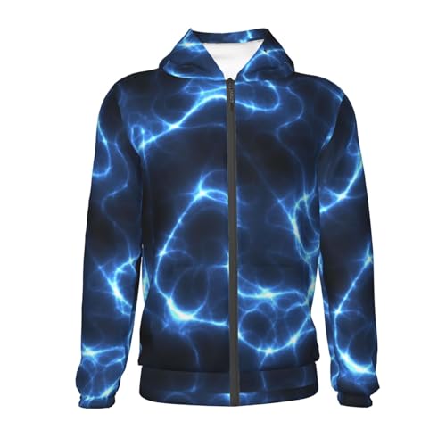 Blue Marble And Gold Kid Hoodies Boys Zip Up Sweatshirts Girls Pullover with Pocket2