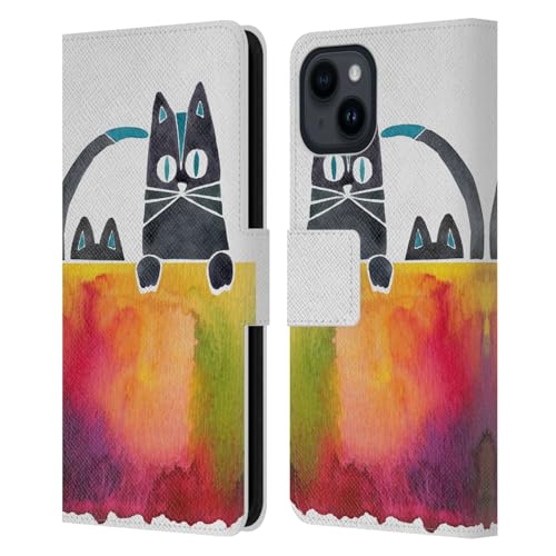 Carcasa de gato Apple iPhone 15 funda cuero tipo libro Cat Coquillette