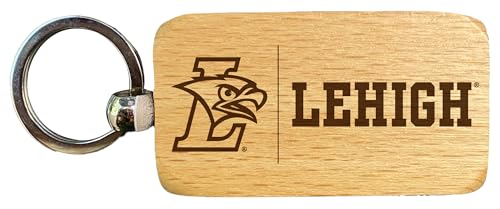 R and R Imports Lehigh University Mountain Hawks 2.5 x 1-Inch Engraved Wooden Keychain Officially Licensed Collegiate Product 4-Pack