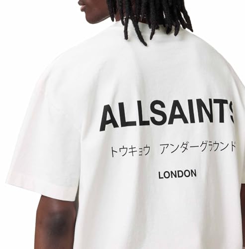 T-shirt bawełniany AllSaints UNDERGROUND kolor biały z nadrukiem M071PB