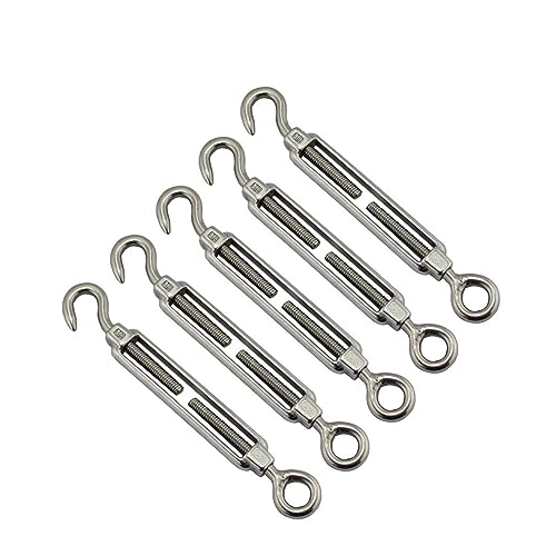 BREAKA Kit de 5 piezas de Tensor de Gancho y Ojal de Acero Inoxidable 304 para Cable de Alambre, Tipo M5, Pulido miniatura 1