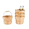 Round wooden baskets with handle easter egg gathering baskets natural rustic wood fruit buckets 4 quart farm harvest basket farmhouse tabletop centerpiece decor 4 pack  urban country home decor