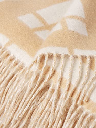 State Cashmere Reversible Throw Blanket With Fringes - Ultra Soft Accent Blanket For Couch, Sofa & Bed - Made With Merino Wool & Cashmere Sourced From Inner Mongolia - (Camello/Beige, 70"X50") #TOP1
