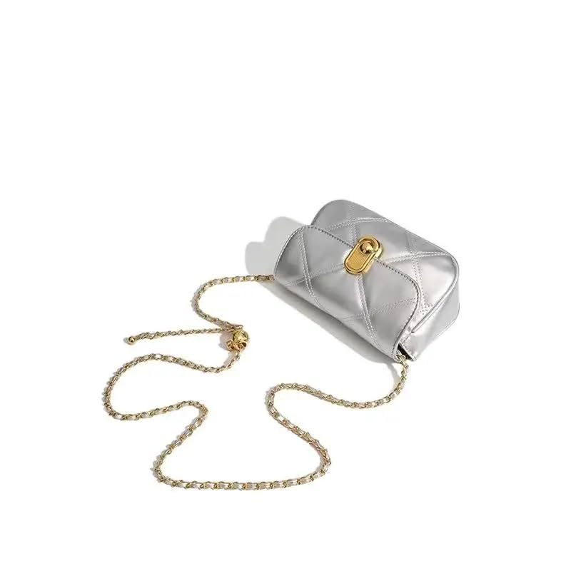 Metal Chain PU Shoulder Bag Women Crossbody Phone Purse Small Square Handbag4