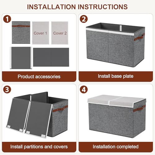 Baúl de almacenamiento plegable con tapa de 81L para organizar juguetes de niños y niñas 4