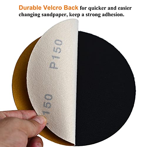 Image of 6-Inch No-Hole Hook and Loop Sanding Discs 150-Grit, Random Orbital Sandpaper for Automotive and Woodworking, 100-Pack