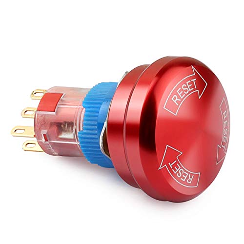 Clyxgs Metal Emergency Stop Button Switch, 16MM 5A 5-250VAC 6-Feet Emergency Stop Power-Off Round Self-Locking Waterproof Mushroom Cap Switch with 2 NO & 2 NC Clyxgs Metal Emergency Stop Button Switch, 16MM 5A 5-250VAC 6-Feet Emergency Stop Power-Off Round Self-Locking Waterproof Mushroom Cap Switch with 2 NO & 2 NC