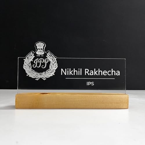 Image of WOWOOD Customized LED Name Plate for Office Desk Table Name Lamp Sign Gift For Officer IPS IAS IG IB DGI DGP Army Govenrment colonel Navy Defence Police Air Force Size (10 x 6 inch) (For Officer)
