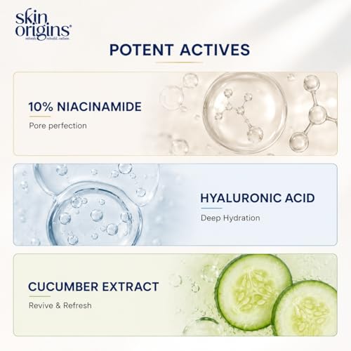 Image of Niacinamide Face Serum with Cucumber Extract and Hyaluronic Acid | Helps Reduce Dark Spots | 30 ml | Face serum | Niacinaminde + cucumber+ hyaluronic serum |