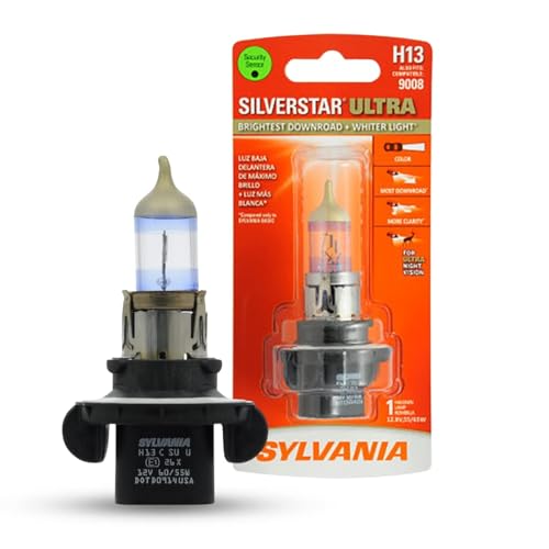 SYLVANIA - H13 SilverStar Ultra - High Performance Halogen Headlight Bulb High Beam Low Beam and Fog Replacement Bulb Brightest Downroad with Whiter Light Tri-Band Technology (Contains 1 Bulb)