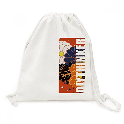Sac à cordon chrysanthème imprimé floral haute définition sur toile souple