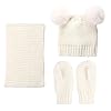 Hinzonek Baby Muts Handschoenen Sjaal Set, 3 stks/set Winter Peuter Jongen Meisje Gebreide Pom Beanie Cap Wanten Neck Warmer
