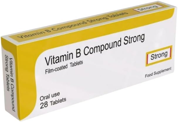 Vitamin B Compound Strong Vegetarian Tablets, 28 Count – High Strength Vitamin B Complex, B1, Vitamin B1, B2, Vitamin B2, B3, Vitamin B3, B6, Vitamin B6, B Vitamins, VIT B Complex, B6 Vitamins