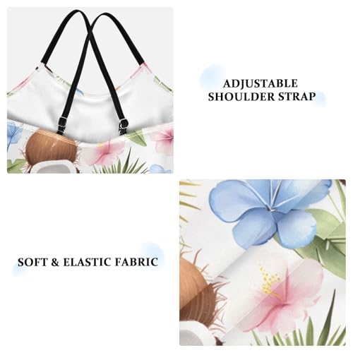 Girls Swimsuit Coconut Tropical Flower Pattern One Piece Swimwear3