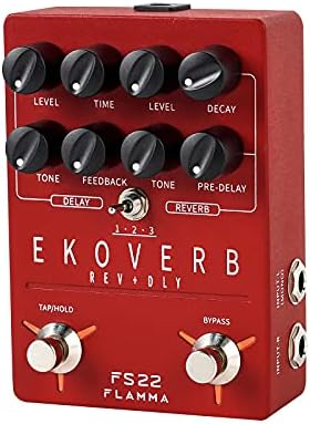 FLAMMA FS22 Stereo Delay and Reverb Pedal Digital Guitar Effects Pedal with Reverse Delay Shimmer Reverb Tap Tempo Freeze Trail On Function