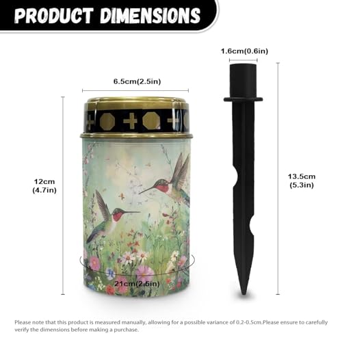 Image of Hummingbird Floral Light for Prayer Cemetery Solar Lights for Grave Cemetery Decor Candle Lamp Waterproof Solar Power Light Eternal Lights for Graves Cemetery Memorial Gift 2 Pcs