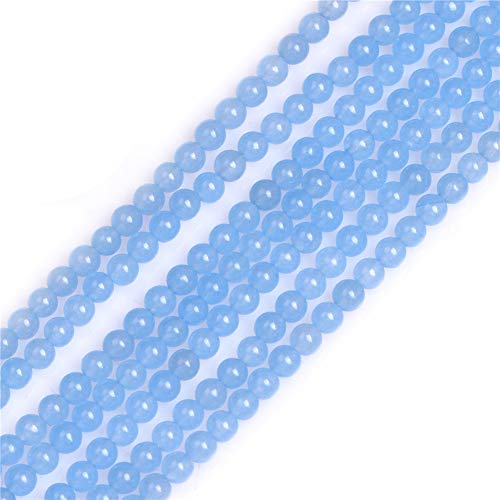 GEM-Inside Natural 4mm Blue Agate Gemstone Loose Beads Round Beads for Jewelry Making 15
