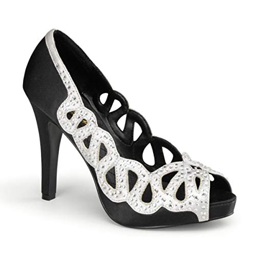 Pin Up Couture AVA-12 Blk-Silver Satin UK 4 (EU