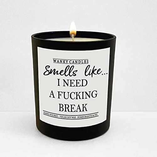Funny Candle Relatable Humour Smells Like Collection Black Jar Soy Wax Strong Scent Life Mood Stress Work Break Burnout (I Need a Break)
