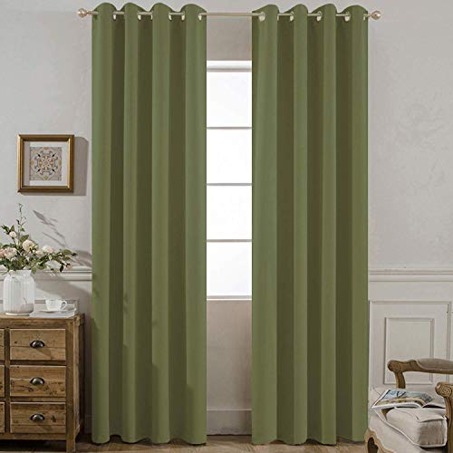 Yakamok Blackout Curtains for Bedroom,Thermal Insulated Blackout Grommet Top Drapes for Living Room,Sage,52x84