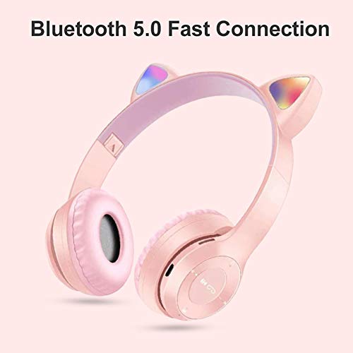 Bluetooth-koptelefoon, Cute Cat Ear-koptelefoon voor over Het Oor, Stereoheadset met Microfoon, Draadloze/bedrade Koptelefoon voor Smartphones, Tablets, Tv, Ruisonderdrukkende Koptelefoons voor Kinder Bluetooth-koptelefoon, Cute Cat Ear-koptelefoon voor over Het Oor, Stereoheadset met Microfoon, Draadloze/bedrade Koptelefoon voor Smartphones, Tablets, Tv, Ruisonderdrukkende Koptelefoons voor Kinder