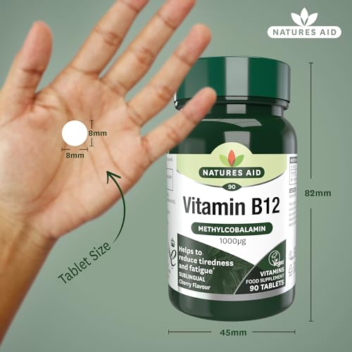 Natures Aid Vitamin B12 1000µg – High Strength Sublingual Tablets – Supports Energy, Metabolism & Nervous System – Vegan, Non-GMO, Gluten-Free Supplement – 90 Tablets - Image 4